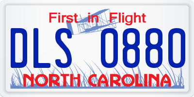 NC license plate DLS0880