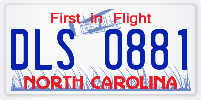NC license plate DLS0881