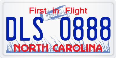 NC license plate DLS0888