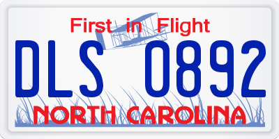 NC license plate DLS0892