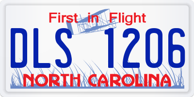 NC license plate DLS1206