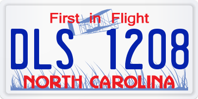 NC license plate DLS1208