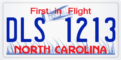 NC license plate DLS1213