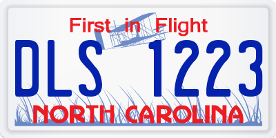 NC license plate DLS1223