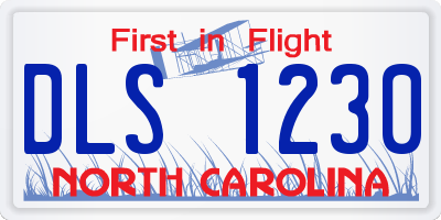 NC license plate DLS1230