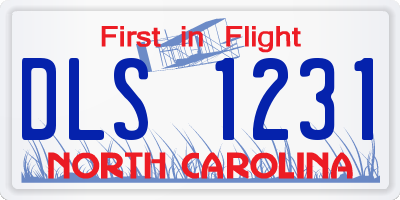 NC license plate DLS1231
