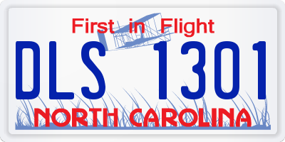 NC license plate DLS1301