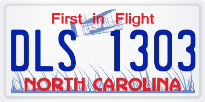 NC license plate DLS1303