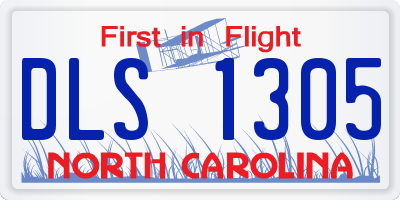 NC license plate DLS1305