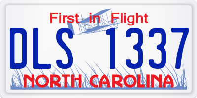 NC license plate DLS1337