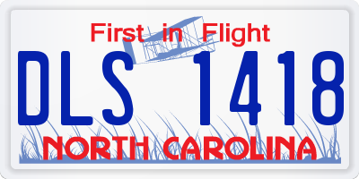 NC license plate DLS1418