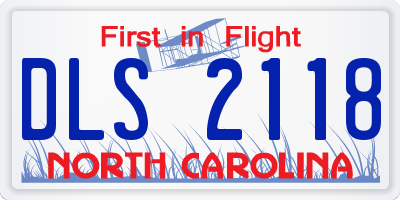 NC license plate DLS2118