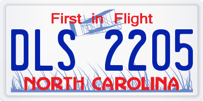 NC license plate DLS2205