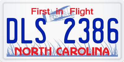 NC license plate DLS2386