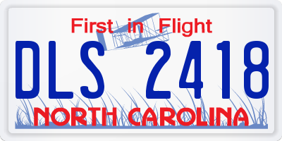 NC license plate DLS2418