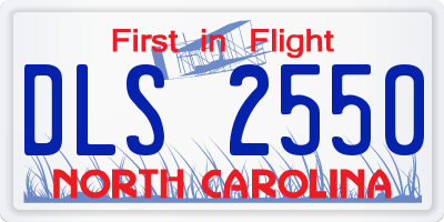 NC license plate DLS2550