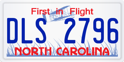 NC license plate DLS2796