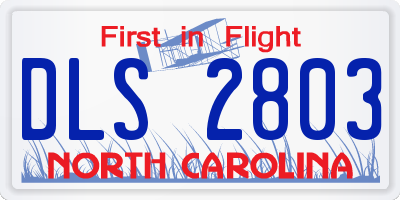 NC license plate DLS2803