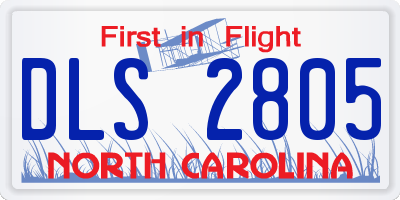 NC license plate DLS2805