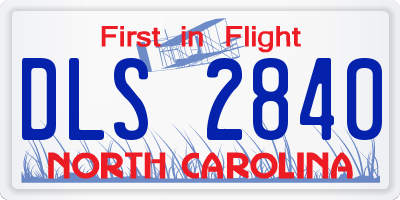 NC license plate DLS2840