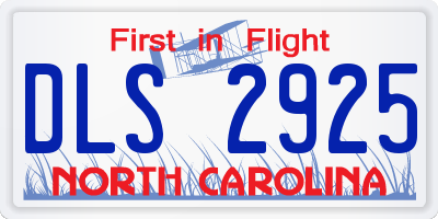 NC license plate DLS2925