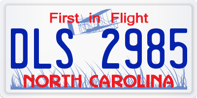 NC license plate DLS2985
