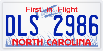 NC license plate DLS2986