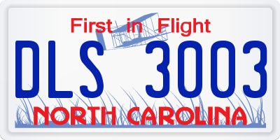 NC license plate DLS3003