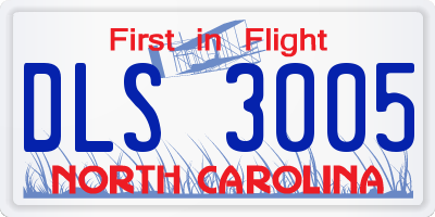 NC license plate DLS3005