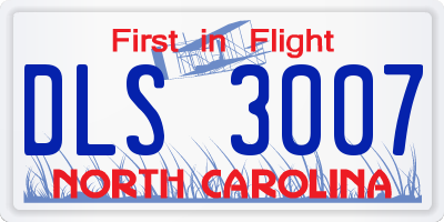 NC license plate DLS3007