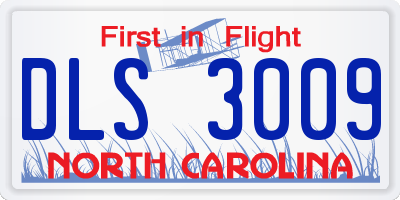 NC license plate DLS3009