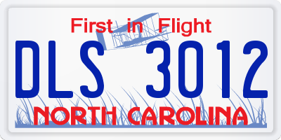 NC license plate DLS3012