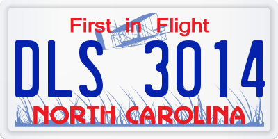 NC license plate DLS3014