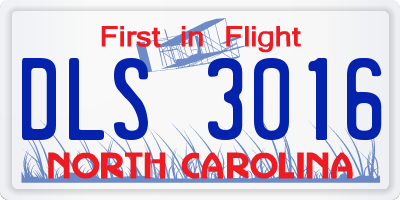 NC license plate DLS3016