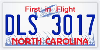NC license plate DLS3017