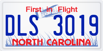 NC license plate DLS3019