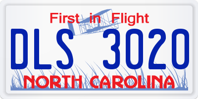 NC license plate DLS3020