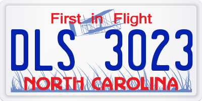 NC license plate DLS3023
