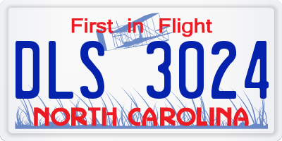 NC license plate DLS3024