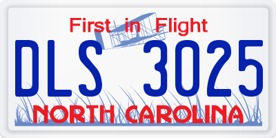 NC license plate DLS3025