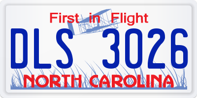NC license plate DLS3026