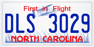 NC license plate DLS3029