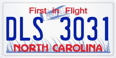 NC license plate DLS3031