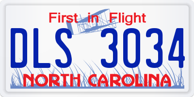 NC license plate DLS3034