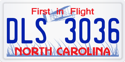 NC license plate DLS3036