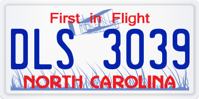 NC license plate DLS3039