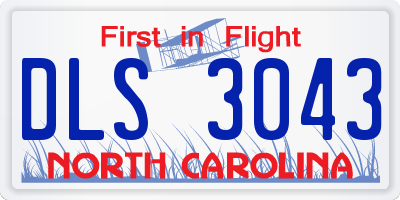 NC license plate DLS3043