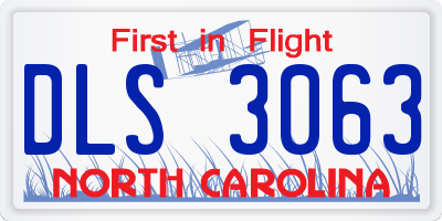 NC license plate DLS3063