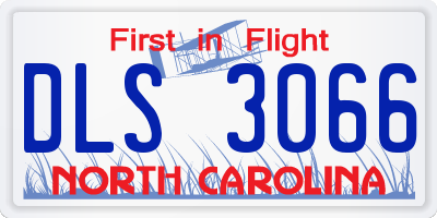 NC license plate DLS3066
