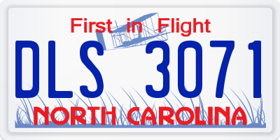NC license plate DLS3071